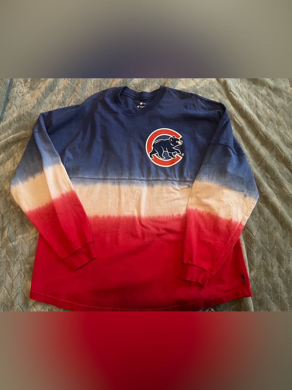 Chicago Cubs Tie-Dye Crewneck Sweatshirt - Red, White, Blue